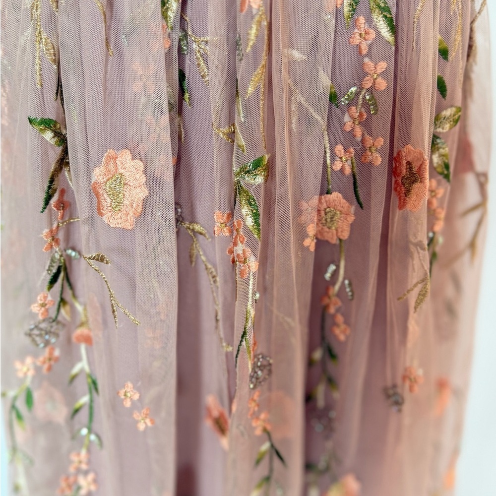 ASOS Floral Embroidered Maxi Dress in Pink and Green - Picture 4 of 9